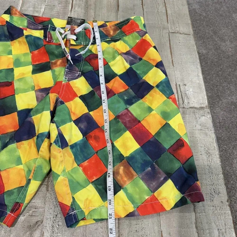 Mambo Australia Board Shorts MED Colorblock Surf Swim Trunks Y2K Retro